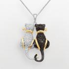 Sterling Silver And 18k Yellow Gold-over-silver 1/4-ct. T.w. Diamond Cat Pendant, Women's, Size: 18, Black