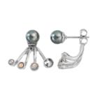 Simply Vera Vera Wang Simulated Pearl Fan Front Back Earrings, Women's, Grey Other