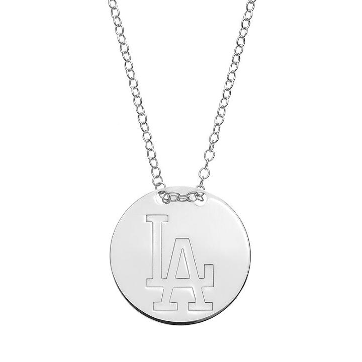 Los Angeles Dodgers Sterling Silver Disc Pendant Necklace, Women's, Size: 16, Grey