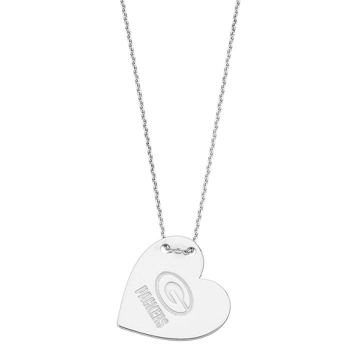 Sterling Silver Green Bay Packers Heart Pendant Necklace, Women's, Size: 18, Grey