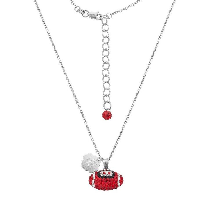 Wisconsin Badgers Sterling Silver Team Logo & Crystal Football Pendant Necklace, Women's, Size: 18, Multicolor