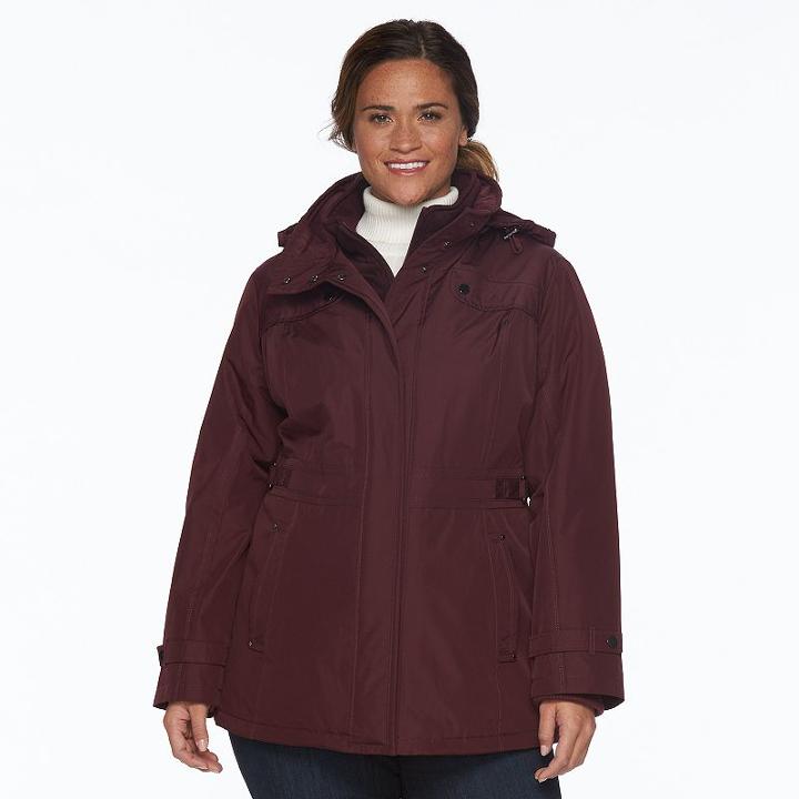 Plus Size D.e.t.a.i.l.s Hooded Anorak Jacket, Women's, Size: 1xl, Red