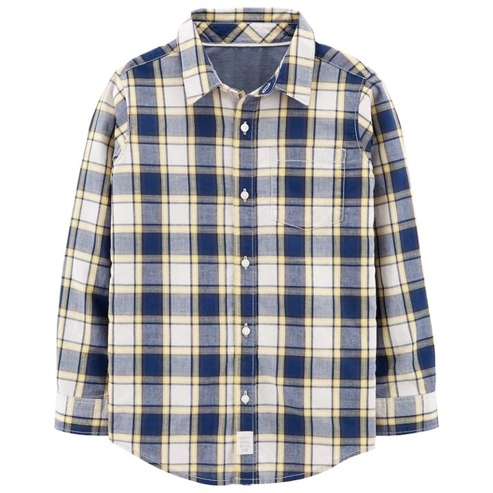 Boys 4-12 Carter's Plaid Button Down Shirt, Size: 10/12, Blue Yellow Plaid