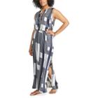 Plus Size Chaps Printed Crepe Maxi Dress, Women's, Size: 24 W, White