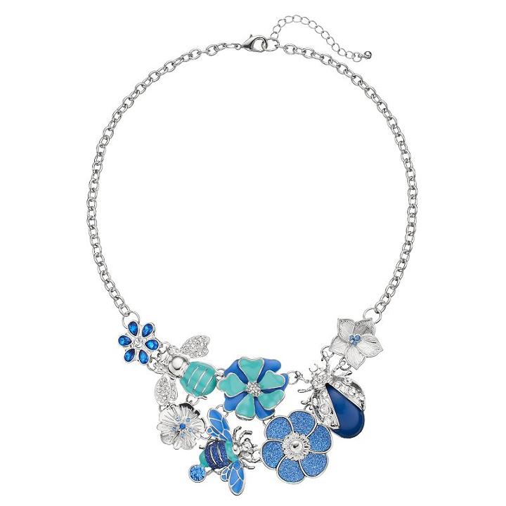 Blue Ladybug, Bee & Flower Statement Necklace, Women's