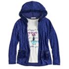 Girls 7-16 & Plus Size Self Esteem Hooded Cardigan & Tank Top Set With Necklace, Size: Medium, Blue