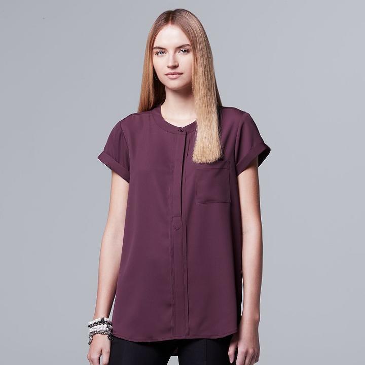 Women's Simply Vera Vera Wang Chiffon Top, Size: Large, Purple