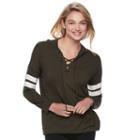 Juniors' Pink Republic Lace-up Long Sleeve Hoodie, Teens, Size: Xl, Green Oth