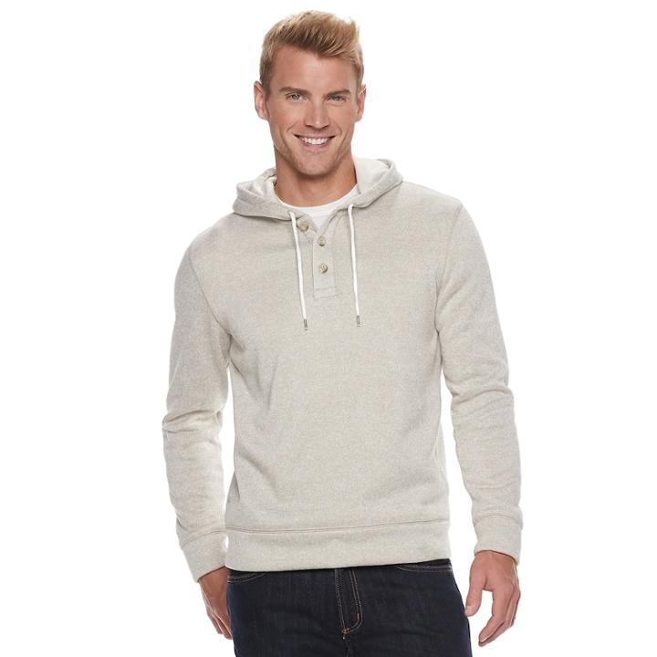 Men's Sonoma Goods For Life&trade; Supersoft Modern-fit Sweater Fleece Henley Hoodie, Size: Large, Med Beige