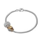 Individuality Beads Crystal Sterling Silver & 14k Gold Over Silver Snake Chain Bracelet & Guardian Angel Bead Set, Women's, Multicolor