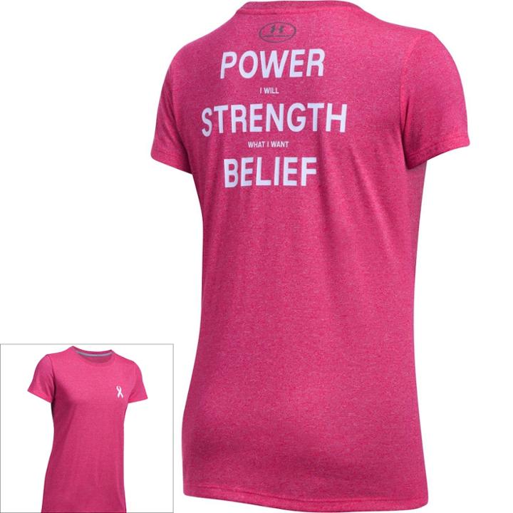 Women's Under Armour Power In Pink Tech Short Sleeve Graphic Tee, Size: Xs, Dark Pink