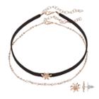 Lc Lauren Conrad Flower Choker Necklace & Stud Earring Set, Women's, Black