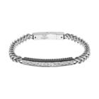 Lynx Men's Stainless Steel Foxtail Chain Hammered Id Bracelet, Size: 8.5, Black