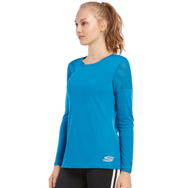 Women's Skechers Audilicious Long Sleeve Tee, Size: Large, Brt Blue