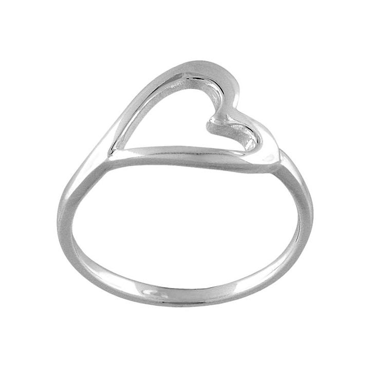 Sterling Silver Heart Ring, Women's, Size: 8, Grey