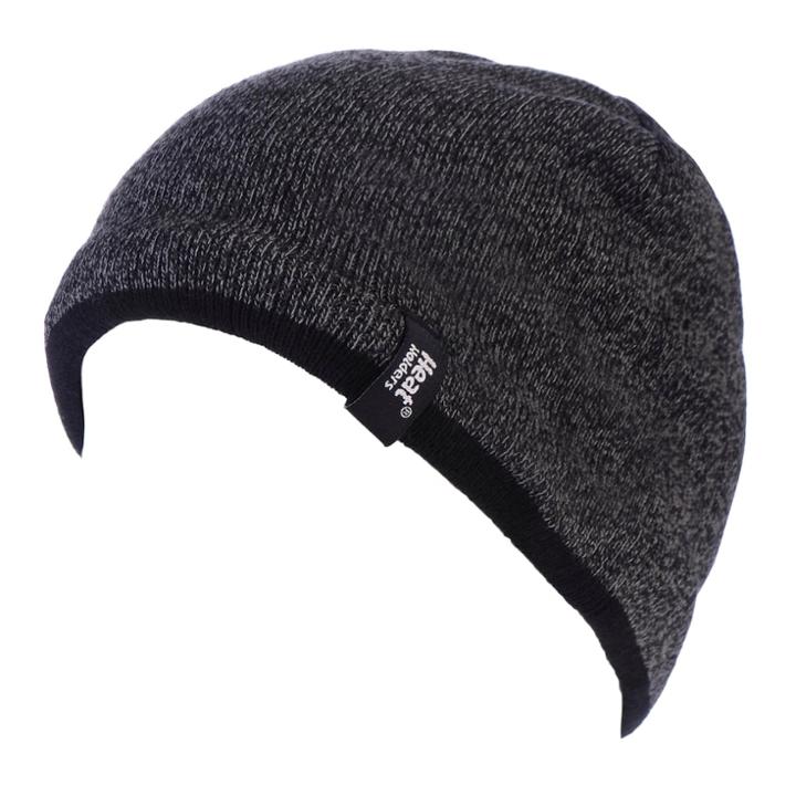 Men's Heat Holders Flat-knit Contrast-trim Beanie, Grey (charcoal)