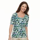 Women's Croft & Barrow&reg; Squareneck Elbow Sleeve Tee, Size: Medium, Med Green