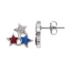 Red, White & Blue Crystal Silver Tone Star Stud Earrings, Women's, Multicolor