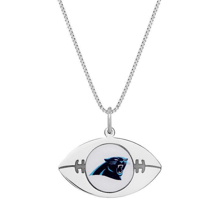 Sterling Silver Carolina Panthers Football Pendant Necklace, Women's, Size: 24, Grey