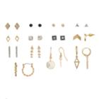 Geometric Stud, Bar Drop & Twisted Hoop Nickel Free Earring Set, Women's, Multicolor