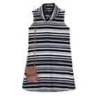 Girls 7-16 Iz Amy Byer Multi-stripe Ribbed Knit Mockneck Dress With Fringe Crossbody Purse, Size: Medium, Ovrfl Oth