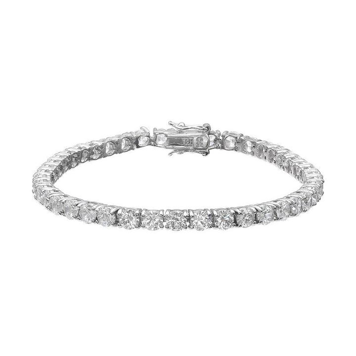 Dovetail Silver Plated Cubic Zirconia Tennis Bracelet, Women's, Size: 7.5, White