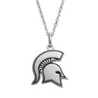 Fiora Sterling Silver Michigan State Spartans Team Logo Pendant Necklace, Women's, Size: 16, Grey