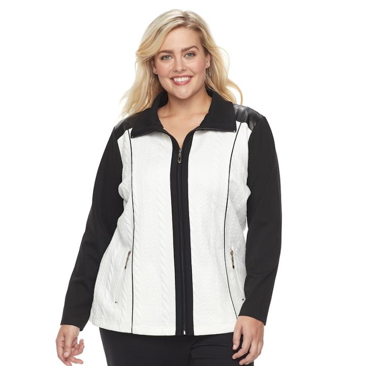 Plus Size Cathy Daniels Colorblock Quilted Jacket, Women's, Size: 3xl, Black White