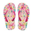 Girls 4-16 Tropical Flower Flip Flops, Size: 12/13, Dark Pink