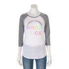 Juniors' Good Luck Rainbow Graphic Tee, Girl's, Size: Small, White Oth