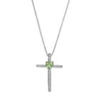 Sterling Silver Peridot Cross Pendant Necklace, Women's, Size: 18, Green