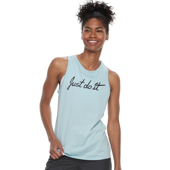 Women's Nike Dry Training Just Do It Graphic Tank, Size: Xs, Light Blue