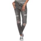 Juniors' Almost Famous Paint Splatter Ripped Skinny Jeans, Teens, Size: 13, White Oth