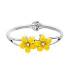 Yellow Flower Hinged Cuff Bracelet, Women's, Med Yellow