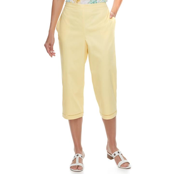 Women's Alfred Dunner Studio Crochet Hem Pull-on Capri Pants, Size: 10, Yellow