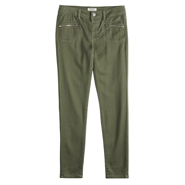 Juniors' Mudd&reg; Zipper Accent Jeggings, Girl's, Size: 12, Green