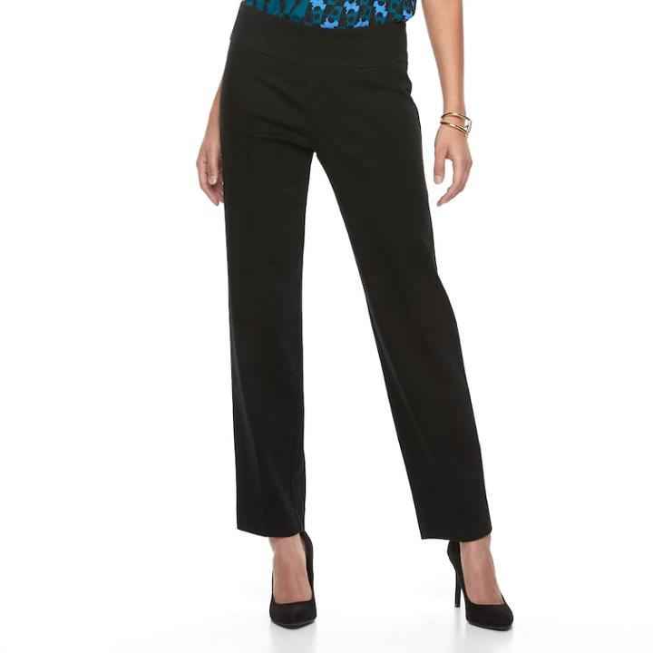 Women's Dana Buchman Pull-on Straight-leg Pants, Size: Small, Black