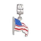Logoart Sterling Silver American Flag Charm, Women's, Multicolor