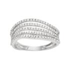 10k White Gold 1/2 Carat T.w. Diamond Multi Row Wave Ring, Women's, Size: 7