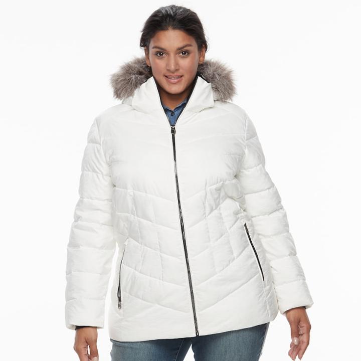 Plus Size Camryn Quilted Puffer Jacket, Women's, Size: 2xl, White