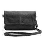 R & R Leather Leather Flap Crossbody Bag, Women's, Black