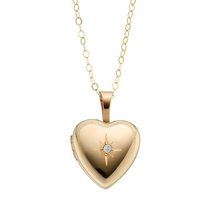 Charming Girl 14k Gold-filled Heart Locket - Kids, Size: 15, Yellow