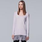 Women's Simply Vera Vera Wang Lace Trim Tunic, Size: Xl, Brt Purple