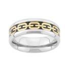 Tri-tone Stainless Steel Chain Link Wedding Band - Men, Size: 13.50, Grey
