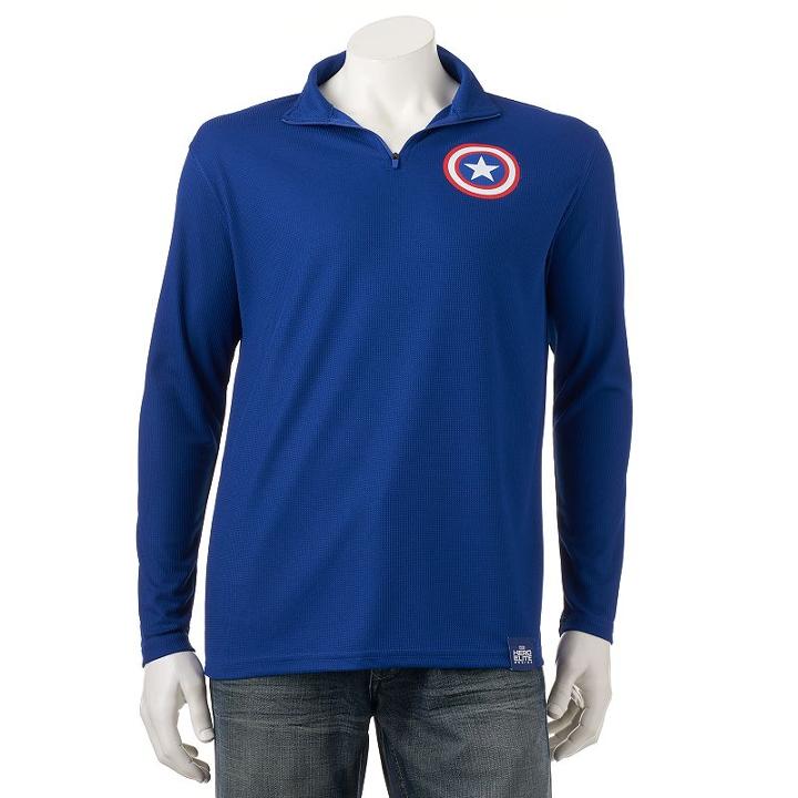 Men's Marvel Hero Elite Captain America Quarter-zip Top, Size: Xxl, Brt Blue