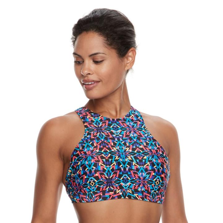 Women's Tyr Carnivale Kira High-neck Swim Crop Top, Size: Medium, Oxford