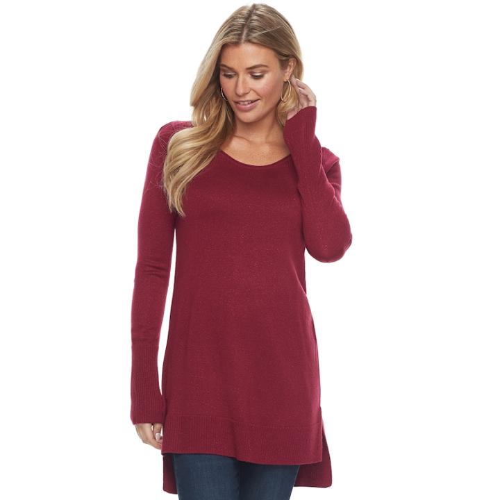 Women's Apt. 9&reg; Metallic Crewneck Sweater, Size: Small, Dark Red