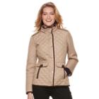 Women's Weathercast Quilted Faux-suede Trim Barn Jacket, Size: Small, Beig/green (beig/khaki)