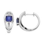 Sterling Silver Lab-created Sapphire & Cubic Zirconia Hoop Earrings, Women's, Blue