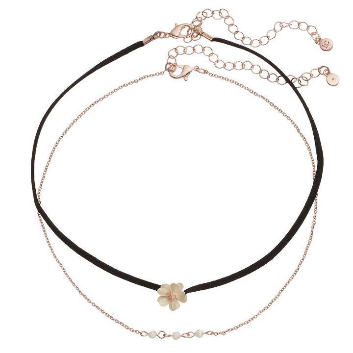 Lc Lauren Conrad Beaded & Flower Faux Suede Choker Necklace Set, Women's, White